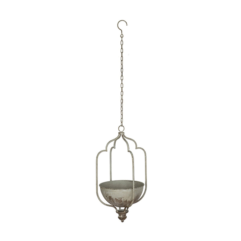 11.8x9.8x21.7' Rustic Hanging Iron Planter with Distressed White Finish