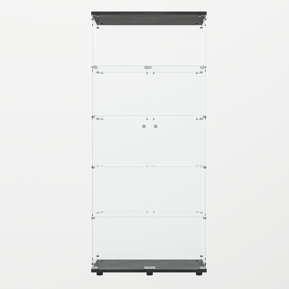 Glass Display Cabinet Tempered Glass Contemporary Living Room Black Media 7