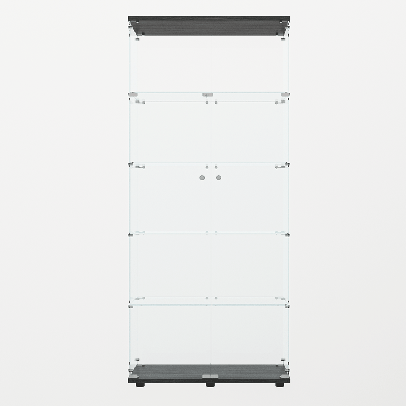Glass Display Cabinet Tempered Glass Contemporary Living Room Black