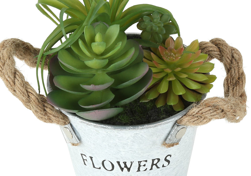 Artificial Plant, Set Of 2, 7' Tall, Succulent, Table, White Metal Pots, Contemporary, Modern