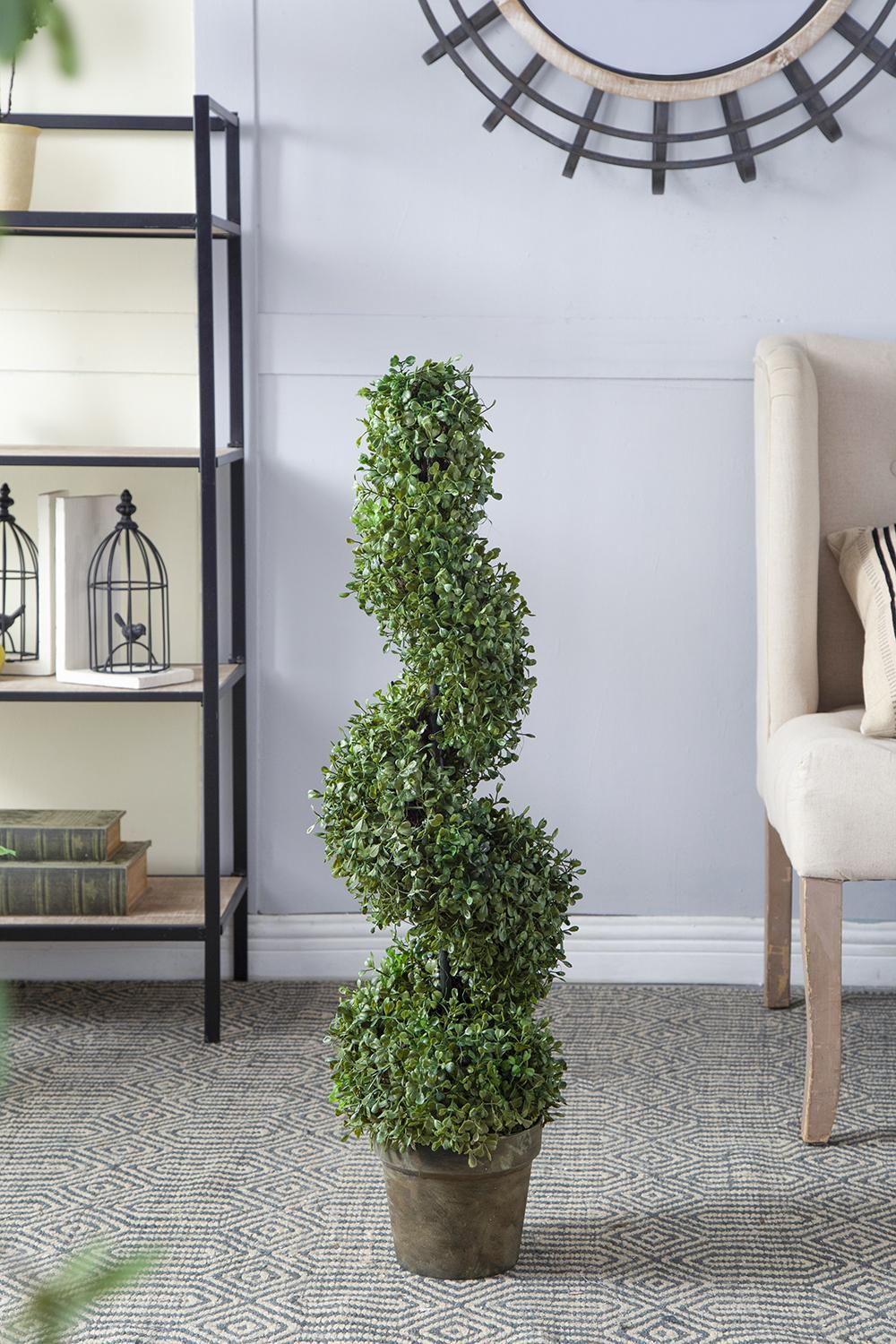 7.5x7.5x35' 3 Foot Tall Artificial Spiral Boxwood Tree Media 1