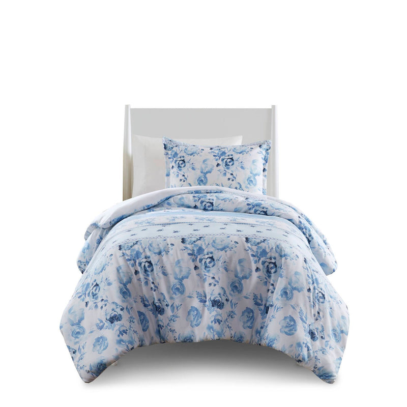 Floral Striped Duvet Cover Set Full/Queen