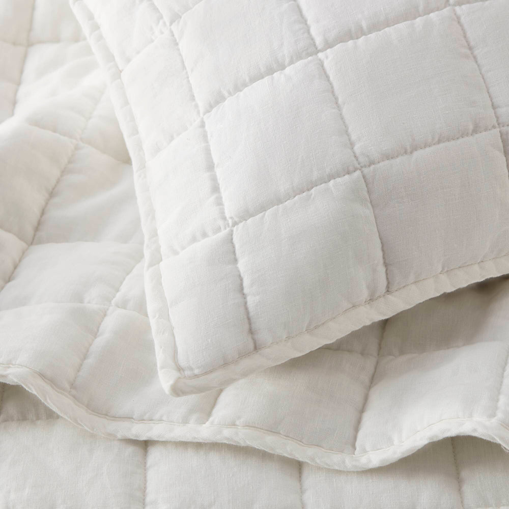 3-Piece King/Cal King Linen Garment Washed Quilt Set,White Media 9