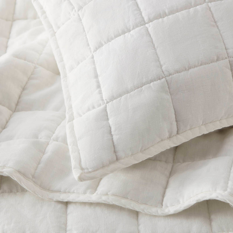 3-Piece King/Cal King Linen Garment Washed Quilt Set,White
