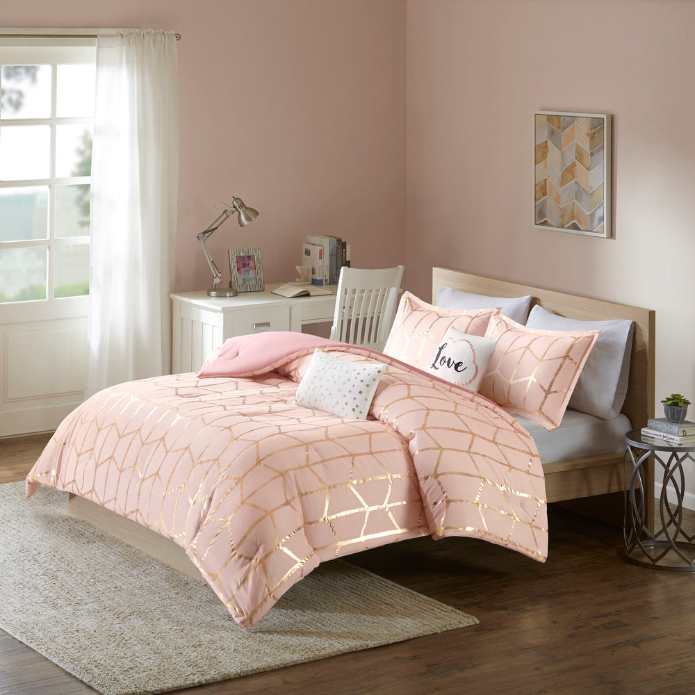 5-Piece Full/Queen 100% Polyester Brushed   Printed Comforter Set Media 6