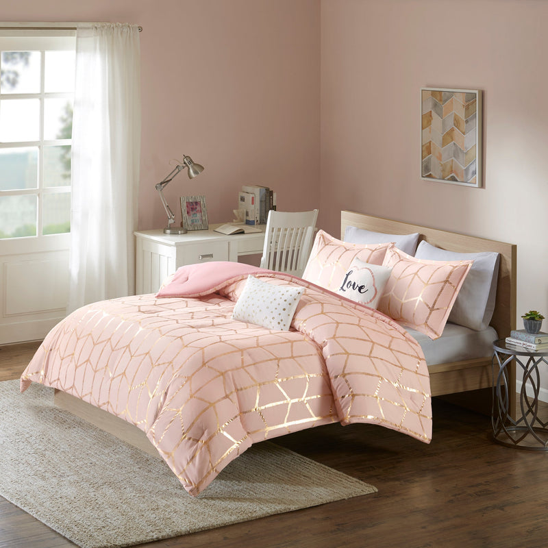 5-Piece King/Cal King 100% Polyester Brushed   Printed Comforter Set