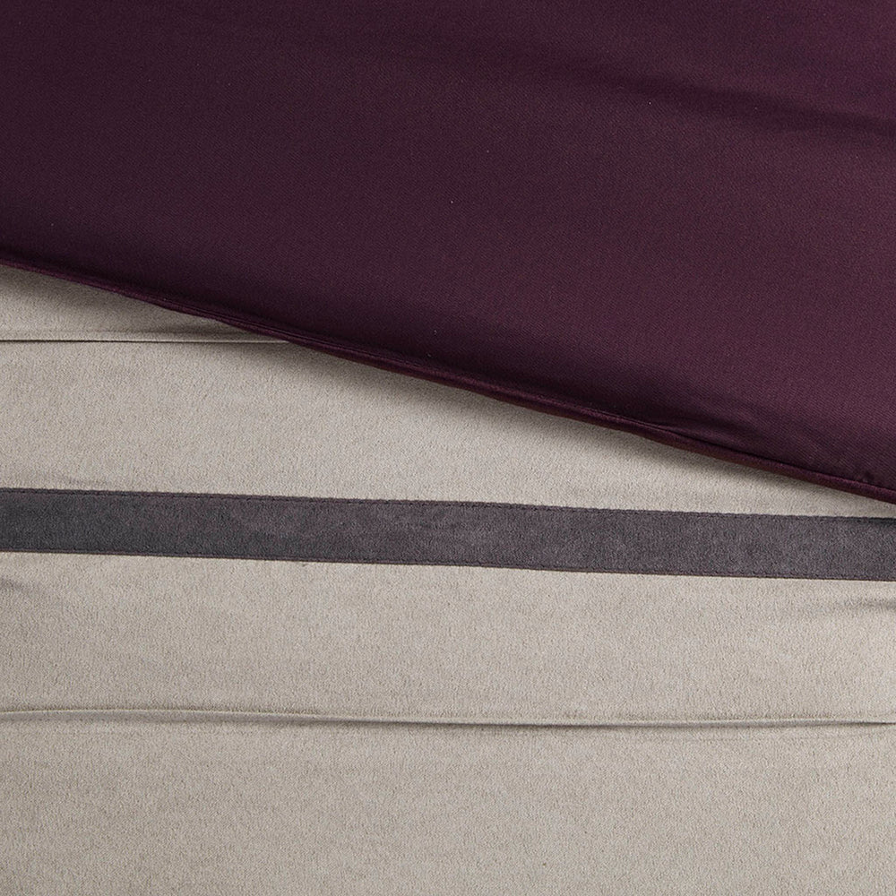 7 PC Pieced Faux Suede Comforter Set Purple Cal King Media 11