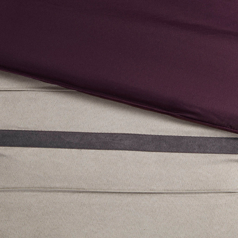 7 PC Pieced Faux Suede Comforter Set Purple Cal King