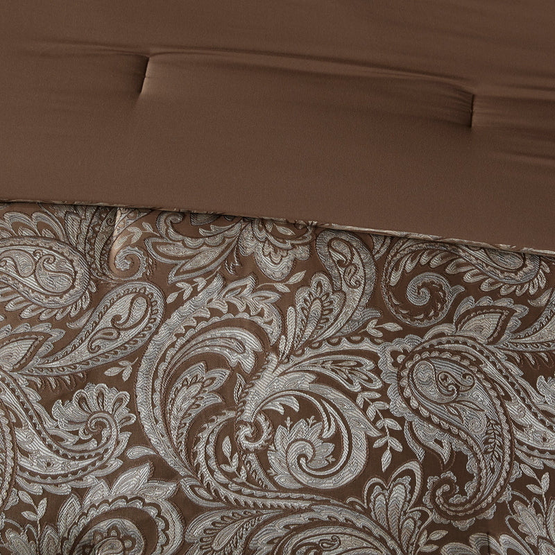 12 Piece Comforter Set with Cotton Bed Sheets Blue/Brown King