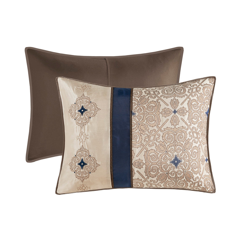 Queen 7 Piece Jacquard Comforter Set with Throw Pillows Media 12