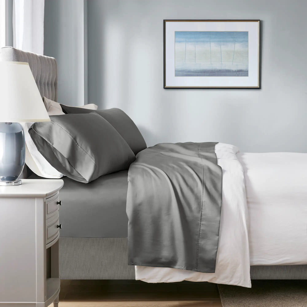 4-Piece Full HeiQ Smart Temperature Cotton Blend Sheet Set, Charcoal B035P437427 Default   DTY Store 4-Piece HeiQ Smart Temperature Cotton Blend Sheet Set B035P437427 Charcoal Full  DTY Store