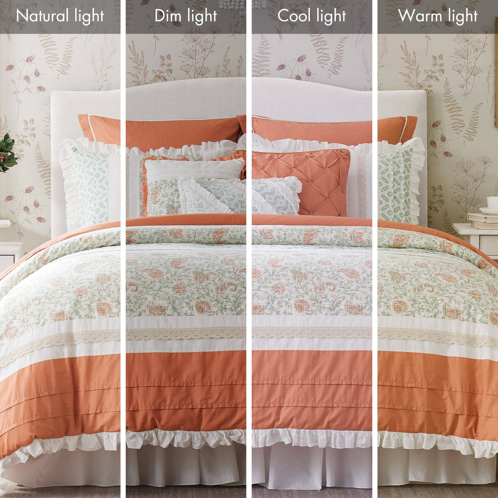 9 Piece Cotton Percale Comforter Set Coral Cal King Media 6