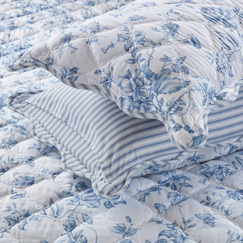 4 Pieces Full/Queen  Quilt Set with Decorative Pillow,Blue