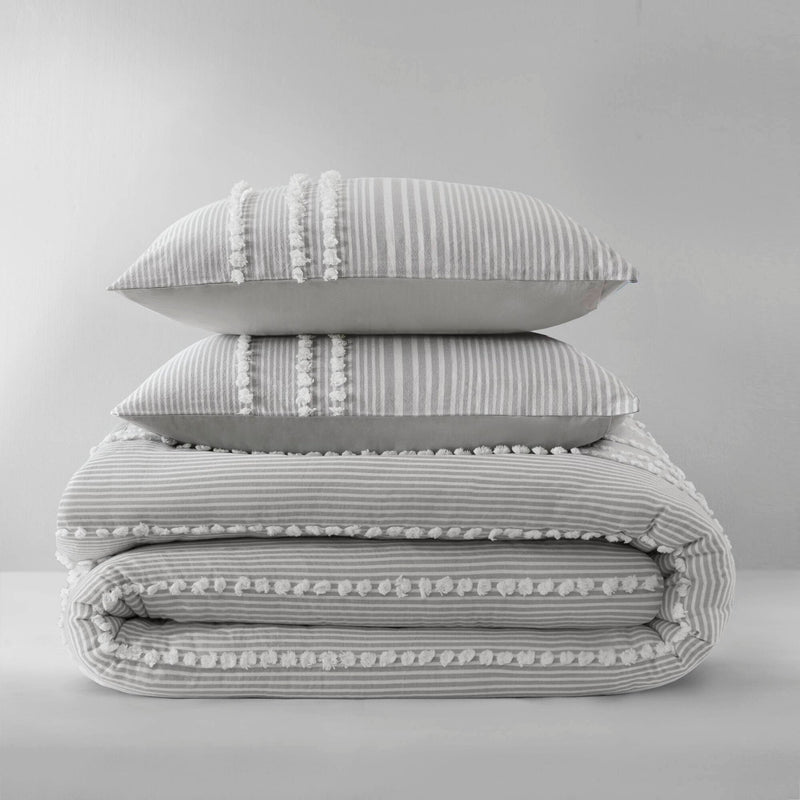 3- Piece King Cotton Yarn Dyed Duvet Cover Set
