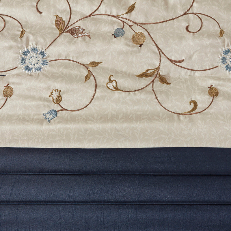 Embroidered 7 Piece Comforter Set Navy King