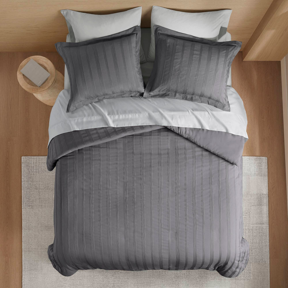 3-Piece King Woven Striped Duvet Set Media 12
