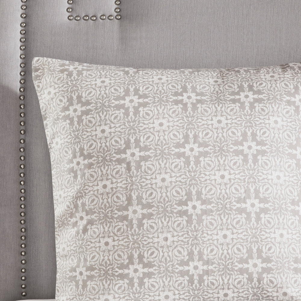 6 Piece Embroidered Cotton Reversible Comforter Set Ivory Full/Queen Media 11