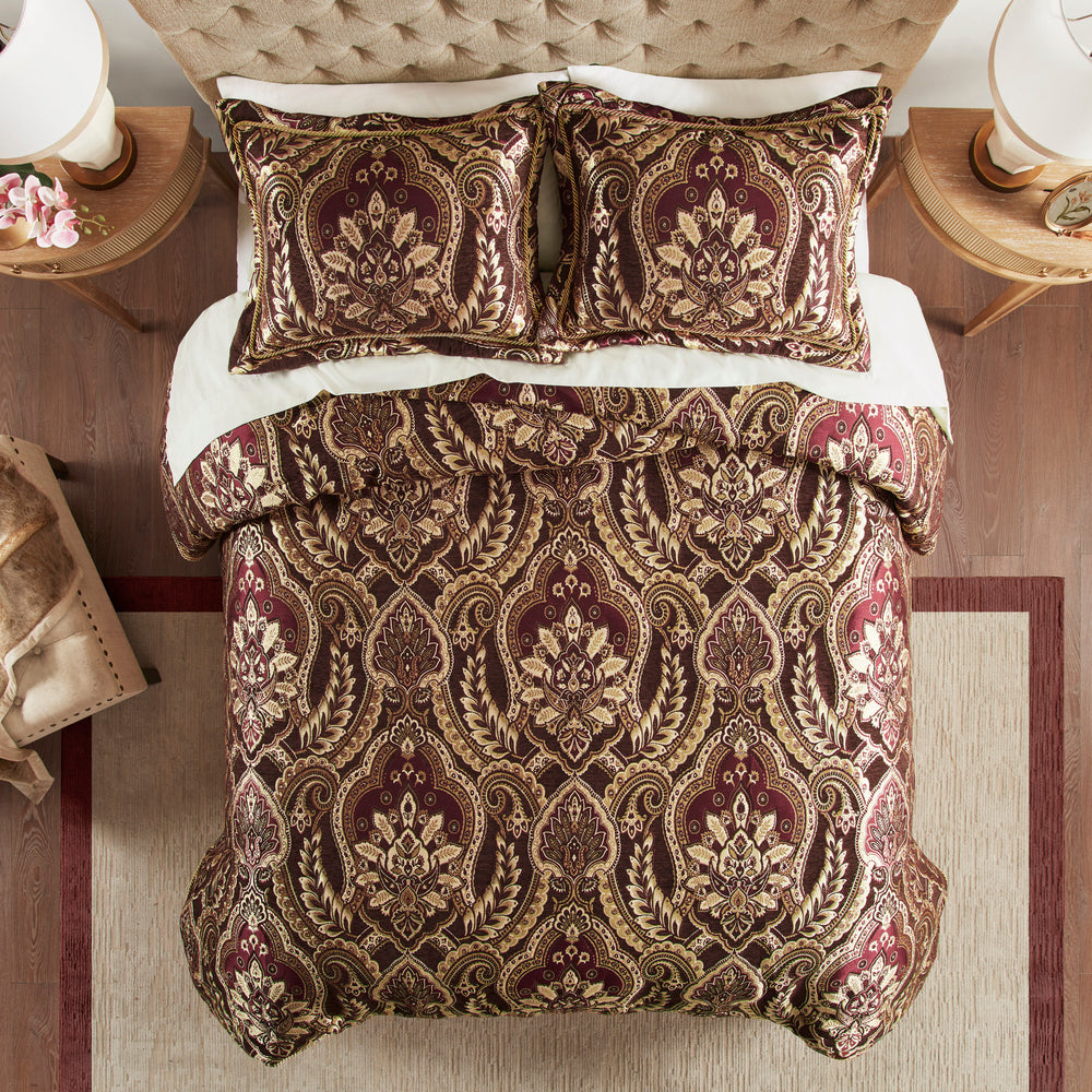 4 Piece Comforter Set Burgundy King Media 5