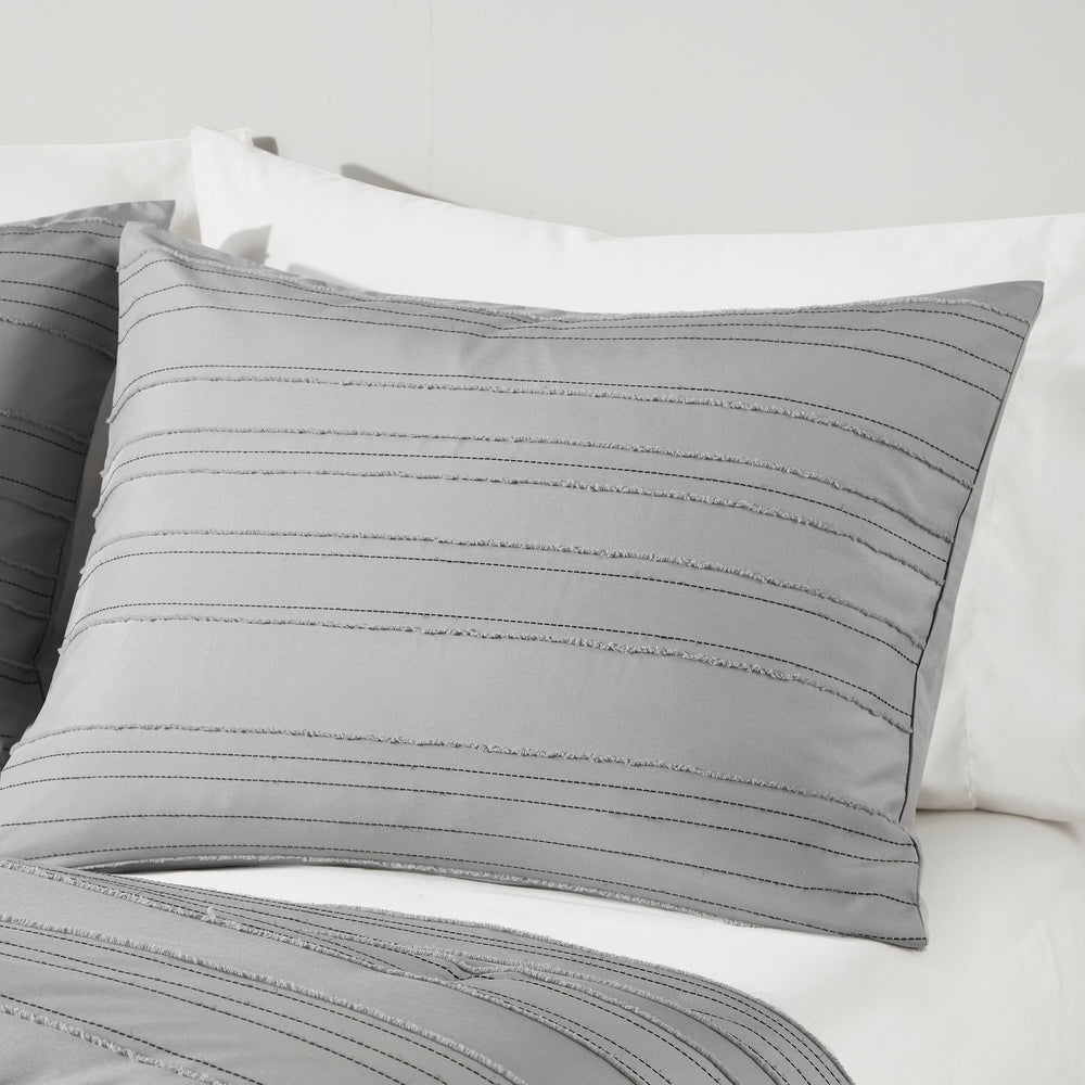 3 PCS Twin/Twin XL Cationic Dyed Clip Jacquard Comforter Set with Throw Pillow Gray Media 12