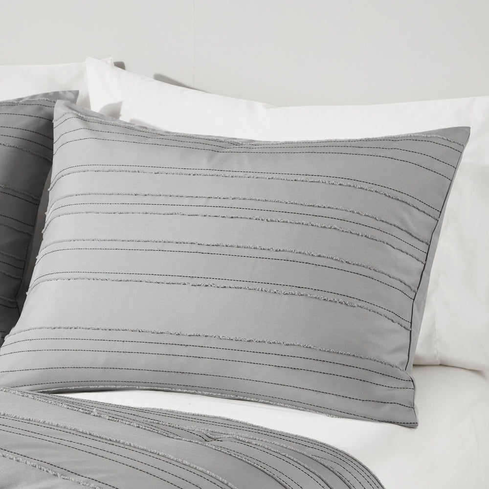 3 PCS Twin/Twin XL Cationic Dyed Clip Jacquard Comforter Set with Throw Pillow Gray Media 12