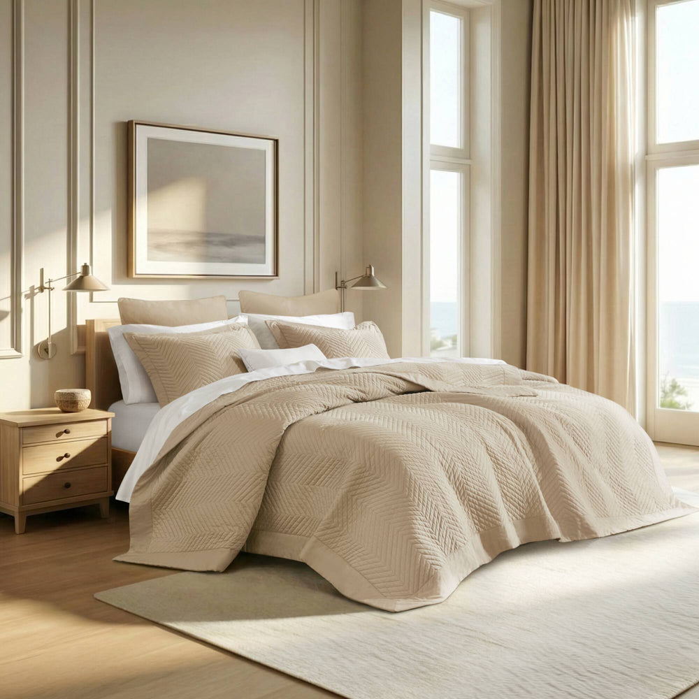 Full/Queen 3 Piece Cotton Quilt Set Linen Media 1