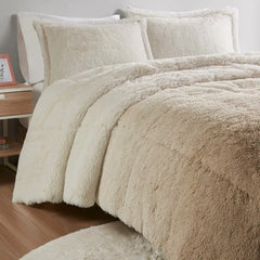 Ombre Shaggy Long Fur Comforter Mini Set perspective