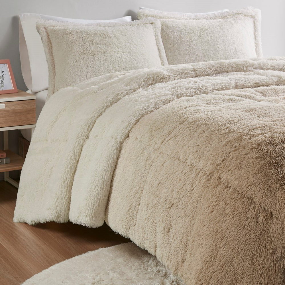 Twin/Twin XL Ombre Shaggy Long Fur Comforter Mini Set Media 7