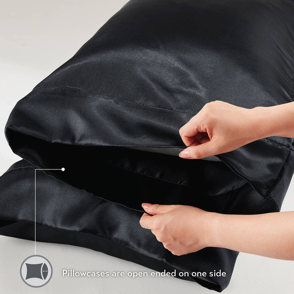 4 PCS Twin Luxury Sheet Set Black Media 7