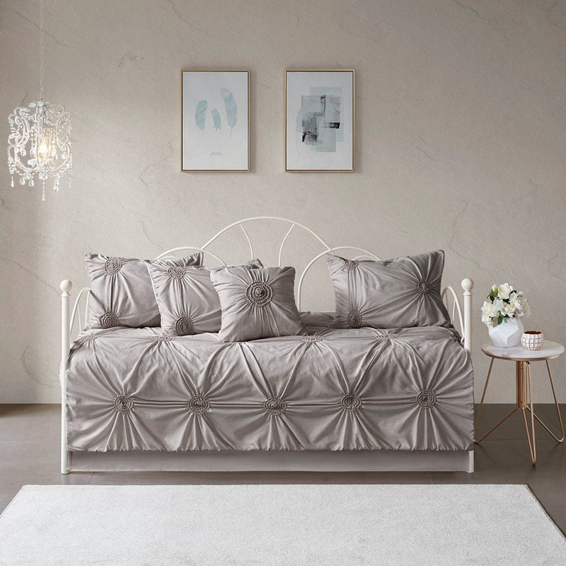 6 Piece Reversible Daybed Cover Set Dark Gray Daybed