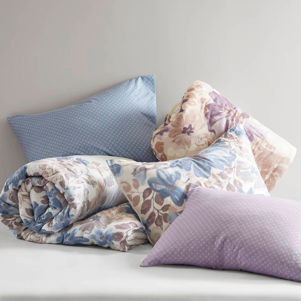 Floral Comforter Set with Bed Sheets Taupe Full Media 3