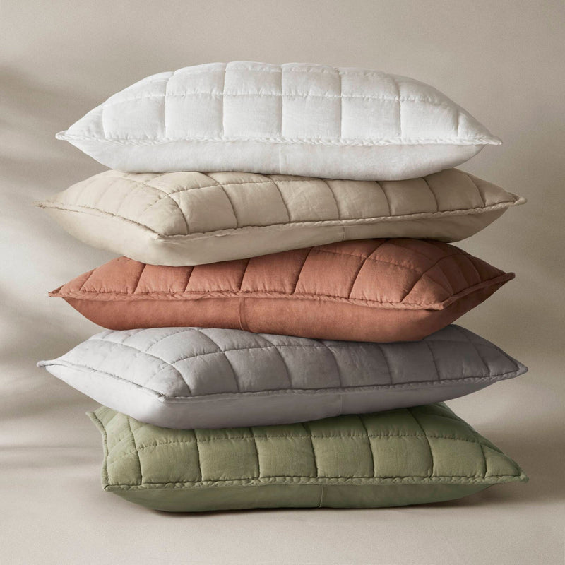 3-Piece Full/Queen Linen Garment Washed Quilt Set,Clay