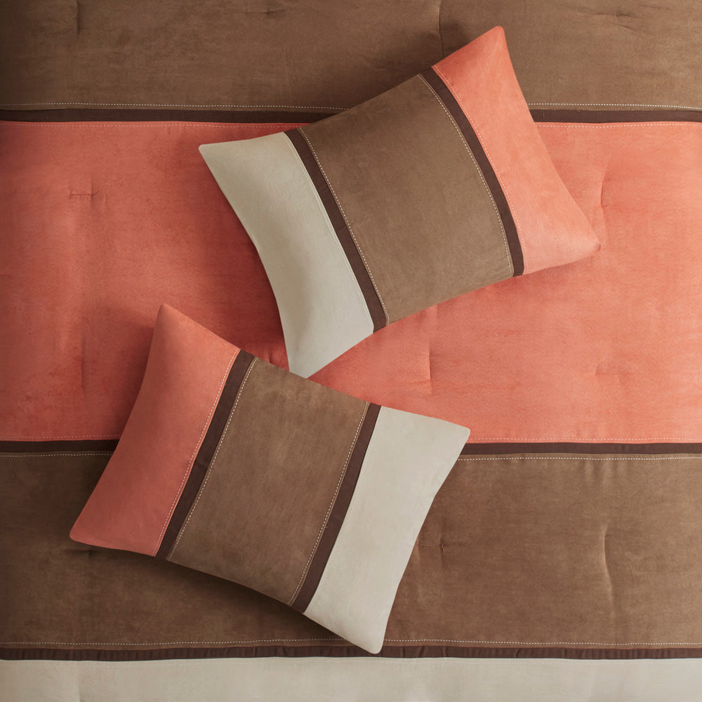 7 Piece Faux Suede Comforter Set Coral Cal King Media 12