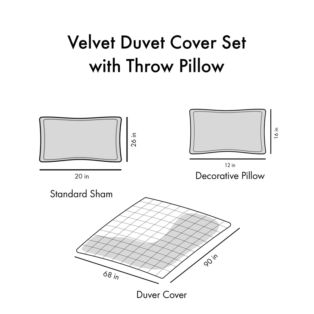 Twin/Twin XL Velvet Duvet Cover Set with Throw Pillow Media 16