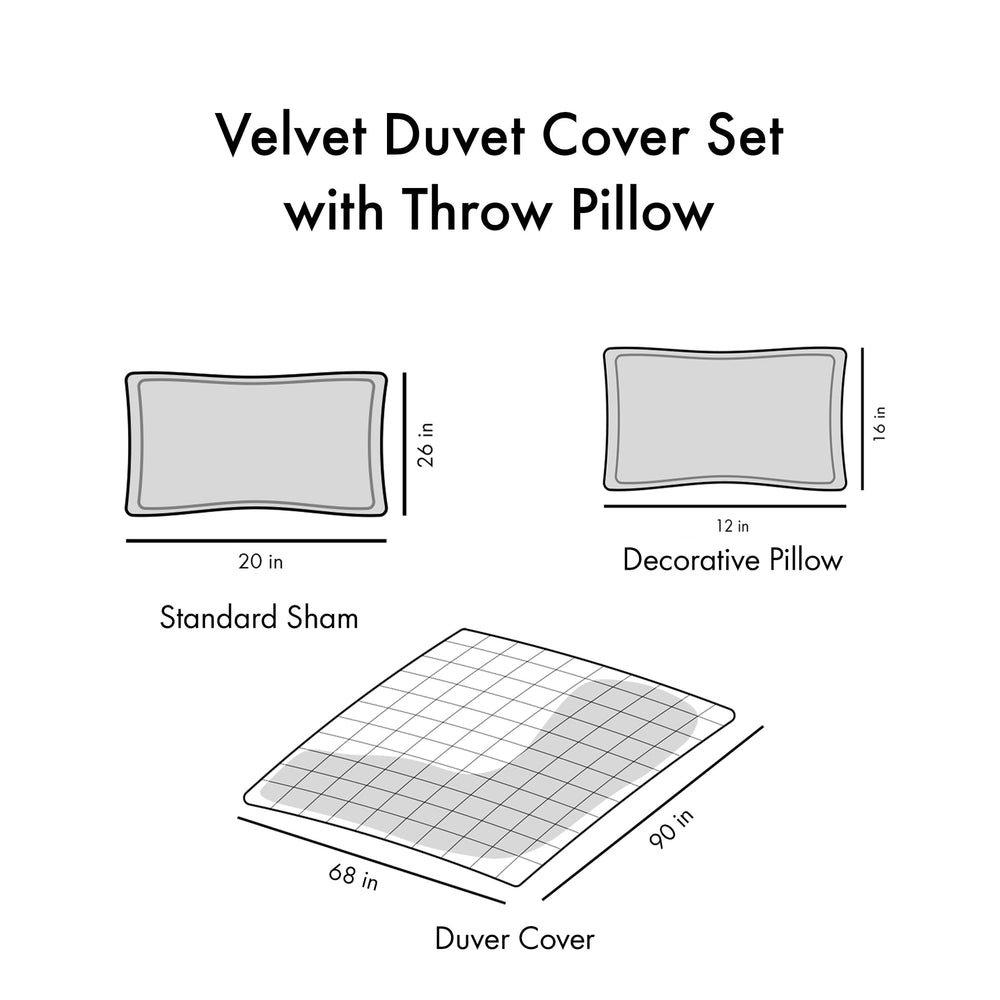 Twin/Twin XL Velvet Duvet Cover Set with Throw Pillow Media 16
