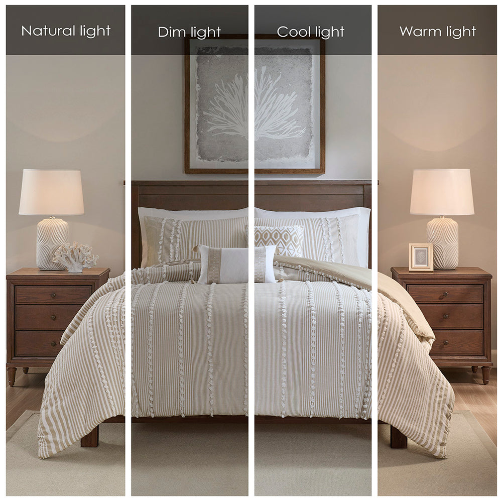 King 3 Piece Cotton Yarn Dyed Duvet Cover Set Media 3