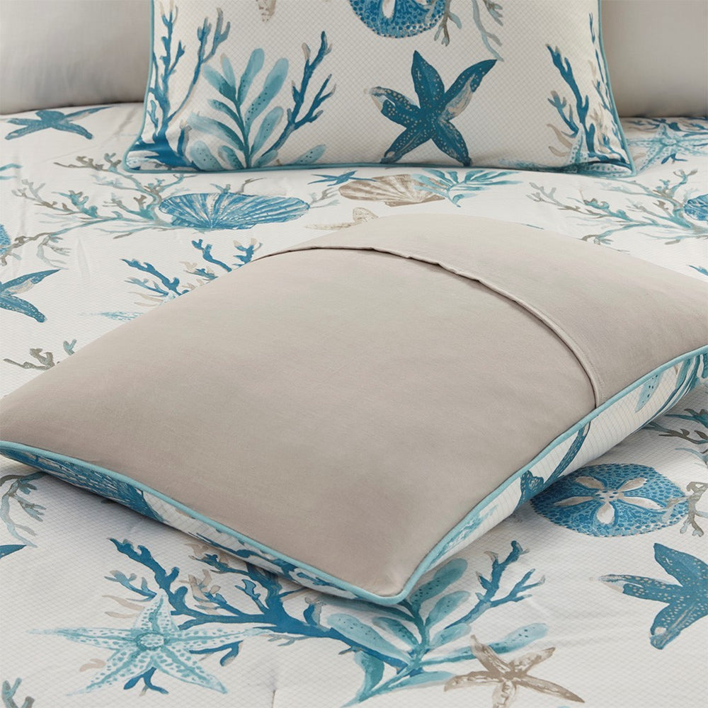 7 Piece Cotton Sateen Comforter Set Aqua Cal King Media 12