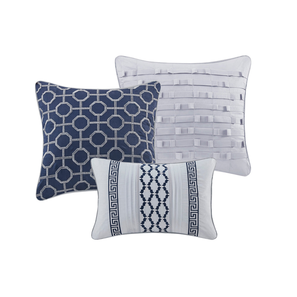 7 Piece Jacquard Comforter Set Navy Queen Media 4