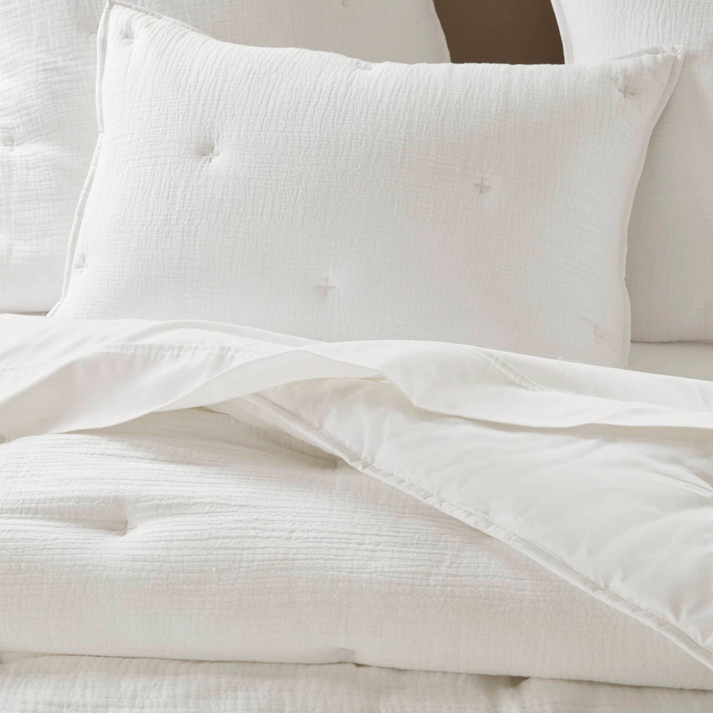 3-Piece King Cotton  Embroidered Quilt Set,White Media 17