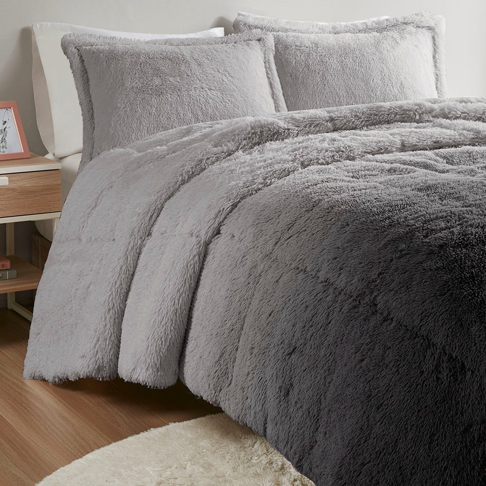 Twin/Twin XL Ombre Shaggy Long Fur Comforter Mini Set Media 6
