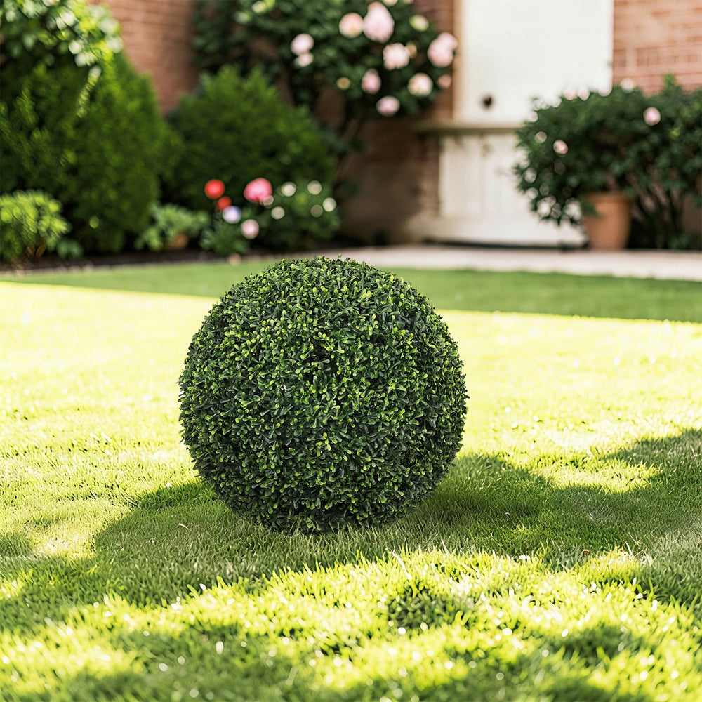 Artificial Boxwood Topiary Balls 18.5IN Green Outdoor Decorative Spheres for Garden Porch Patio Planter, 2pcs Set Plastic Media 2