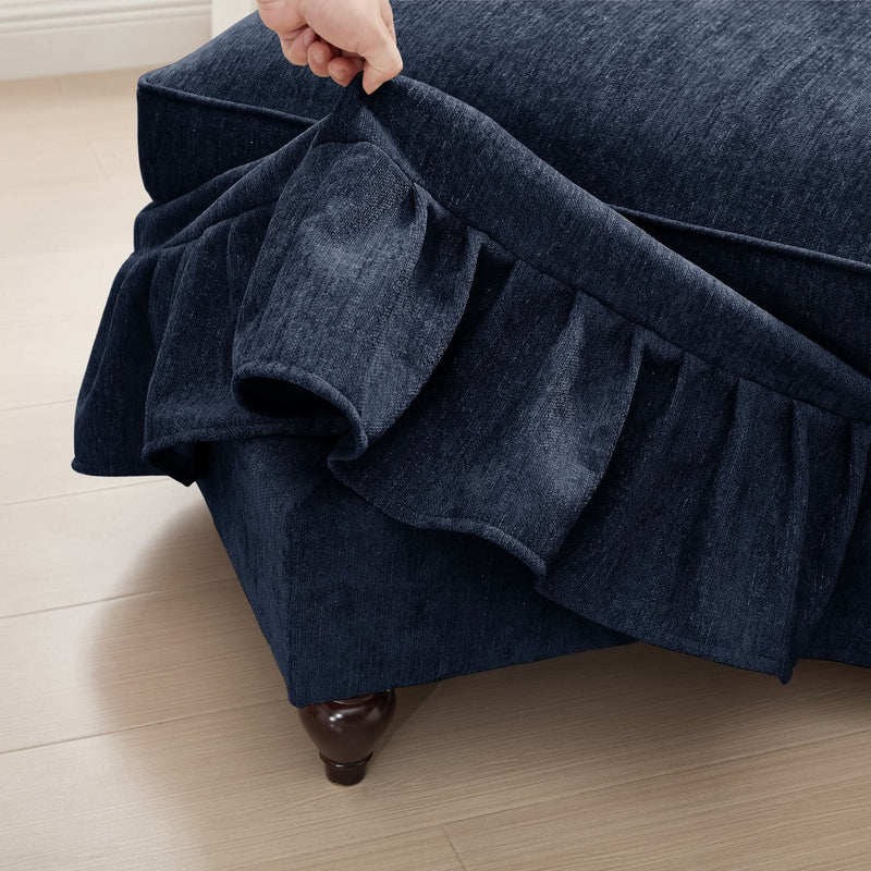 Sofas Chenille Upholstery Three Seater Mid Century Blue Living Room