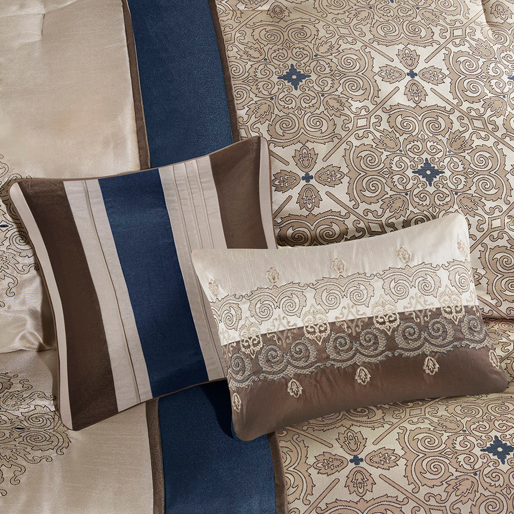 Cal King 7 Piece Jacquard Comforter Set with Throw Pillows Media 11