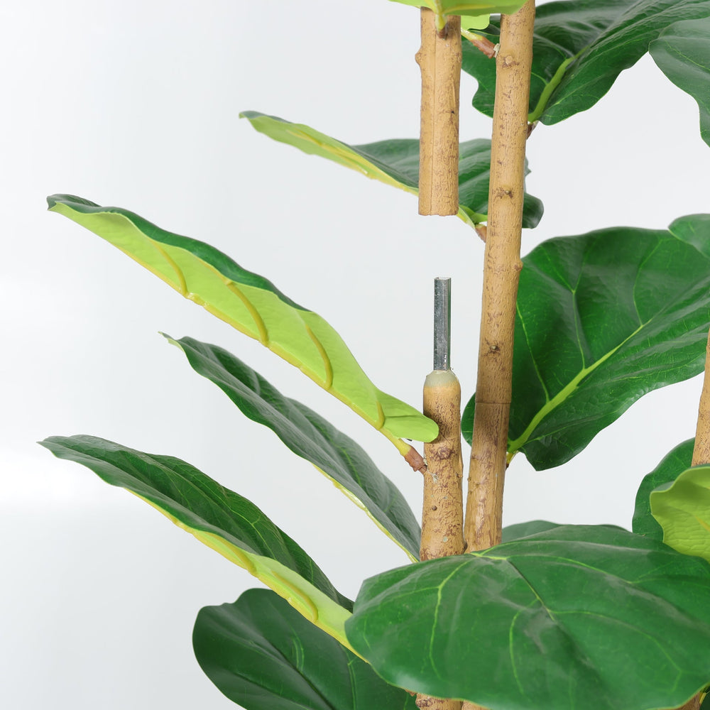 5.2FT Artificial Fiddle Leaf Fig Tree With Decorative White Pot, Real Touch Fake Indoor Plant for Home Office Living Room Corner Decoration, 1pc/set Media 9