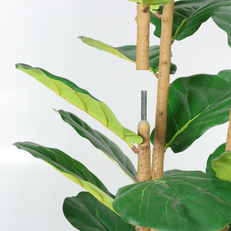 5.2FT Artificial Fiddle Leaf Fig Tree With Decorative White Pot, Real Touch Fake Indoor Plant for Home Office Living Room Corner Decoration, 1pc/set