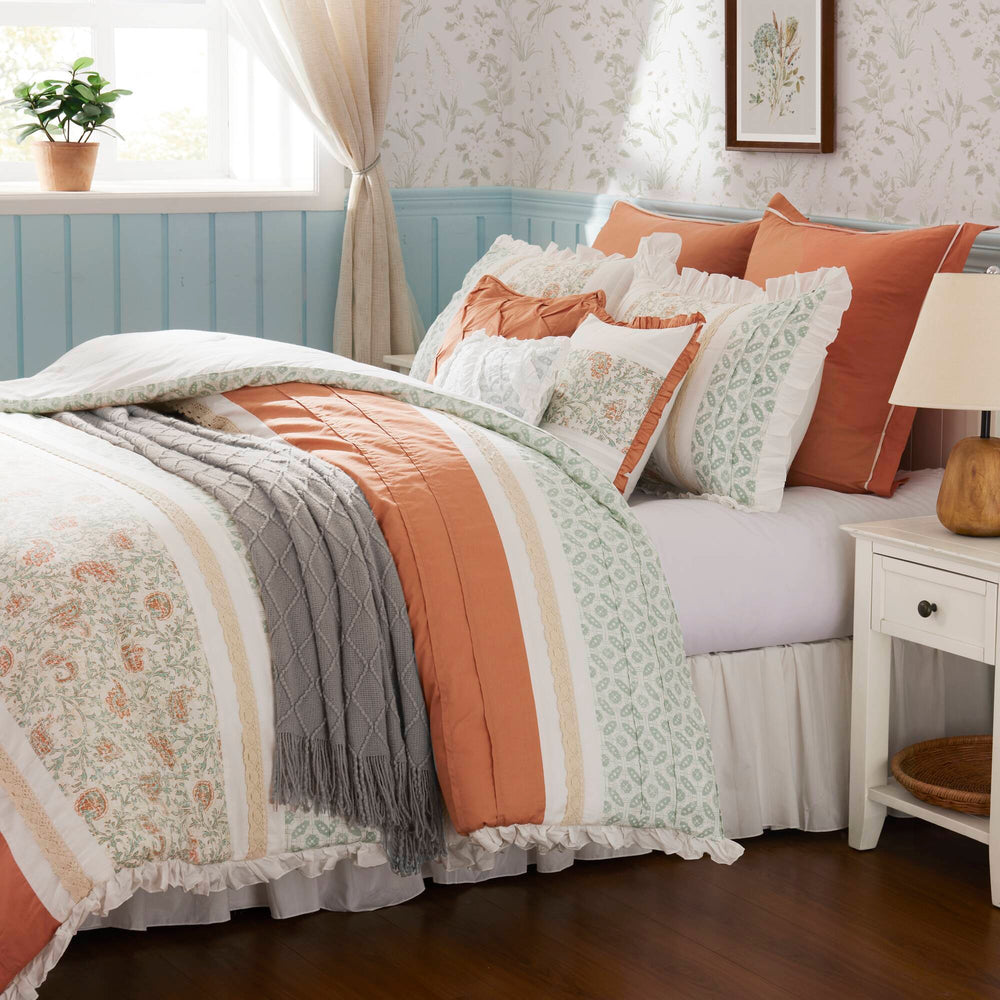 9 Piece Cotton Percale Comforter Set Coral Cal King Media 14