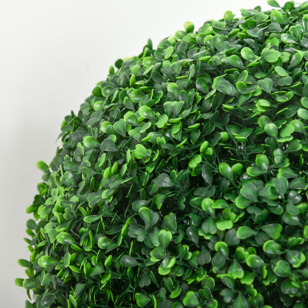 HOMCOM Set of 2 15.75 Inch Artificial Ball Boxwood Topiary Trees Balls, Indoor Outdoor Fake Plants for Home, Office & Living Room Decor Media 2
