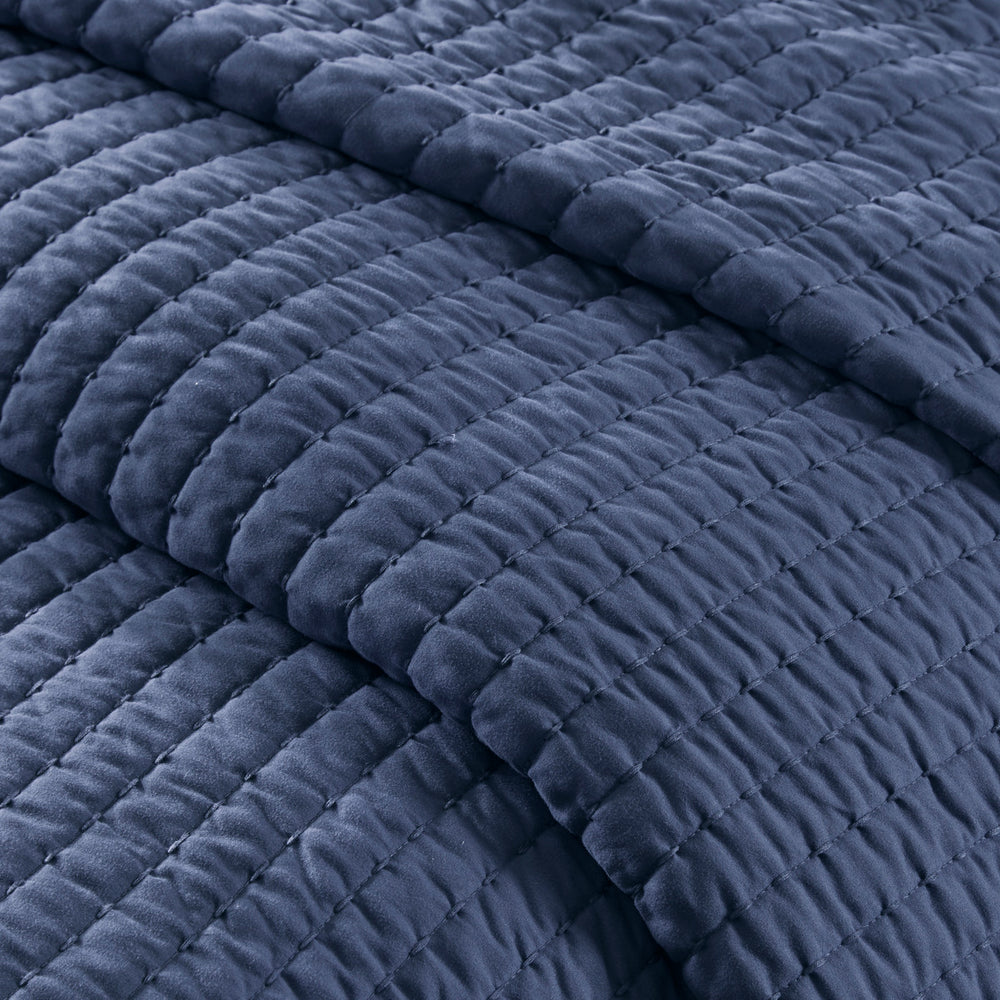3 Piece Quilt Set Navy Full/Queen Media 8