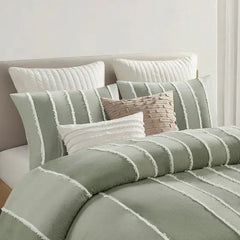 3 Piece Striped Cotton Duvet Cover Set perspective