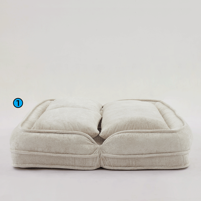 Pet Sofa Bed Chenille 2-In-1 Lounge Couch With 5 Adjustable Positions For People & Pets Beige