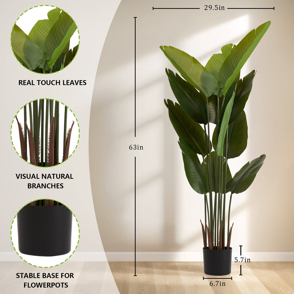 Artificial Bird of Paradise Plant 160cm Tall Faux Tropical Palm Tree Green Plastic Indoor Outdoor Decoration Media 5